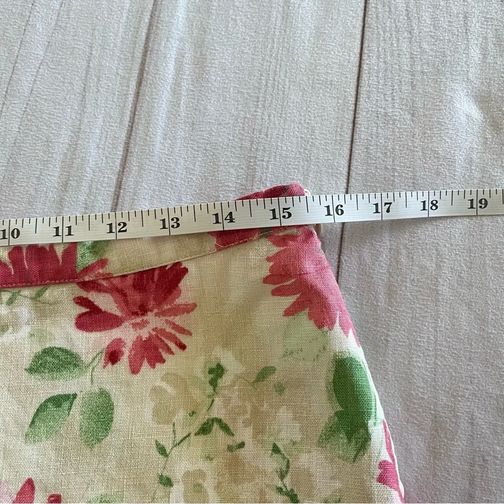 Vintage JM Collection Linen Floral Skirt Women’s 8 A-Line Cottage Flowy Ruffled - Picture 11 of 13